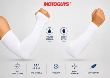 MotoGuys Arm Sleeves - White (Pair)